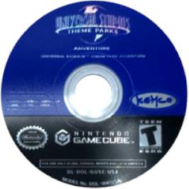 Cartridge artwork for Universal Studios Theme Park Adventure on the Nintendo GameCube.