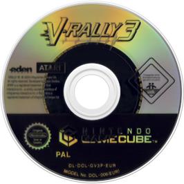 Cartridge artwork for V-Rally 3 on the Nintendo GameCube.