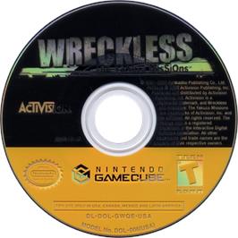 Cartridge artwork for Wreckless: The Yakuza Missions on the Nintendo GameCube.