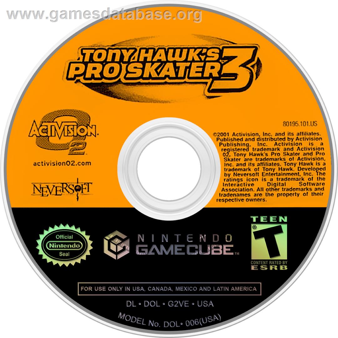 Tony Hawk's Pro Skater 3 - Nintendo GameCube - Artwork - Cartridge