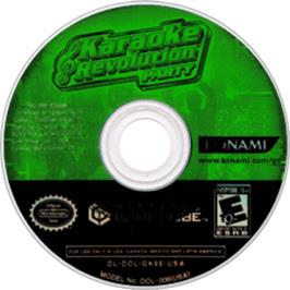 Artwork on the Disc for Karaoke Revolution Party on the Nintendo GameCube.