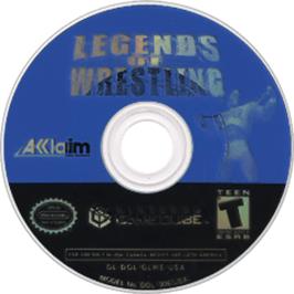 Artwork on the Disc for Legends of Wrestling on the Nintendo GameCube.