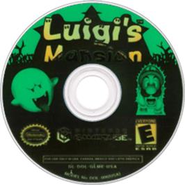 Artwork on the Disc for Luigi's Mansion on the Nintendo GameCube.