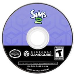 Artwork on the Disc for Sims 2 on the Nintendo GameCube.