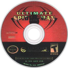 Artwork on the Disc for Ultimate Spider-Man on the Nintendo GameCube.