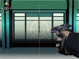 In game image of Killer 7 on the Nintendo GameCube.