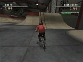 In game image of Mat Hoffman's Pro Bmx 2 on the Nintendo GameCube.
