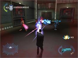 In game image of Men in Black II: Alien Escape on the Nintendo GameCube.