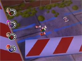 In game image of Micro Machines on the Nintendo GameCube.