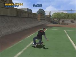 In game image of Tony Hawk's Pro Skater 4 on the Nintendo GameCube.