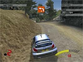 In game image of V-rally 3 on the Nintendo GameCube.