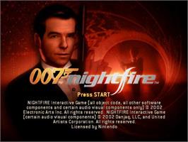 Title screen of 007 - Nightfire on the Nintendo GameCube.