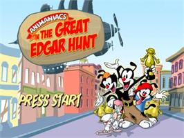 Title screen of Animaniacs - The Great Edgar Hunt on the Nintendo GameCube.