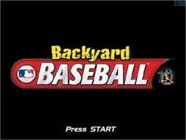Title screen of Backyard Baseball on the Nintendo GameCube.