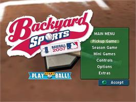 Title screen of Backyard Sports - Baseball 2007 on the Nintendo GameCube.