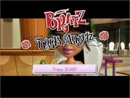 Title screen of Bratz: Rock Angelz on the Nintendo GameCube.