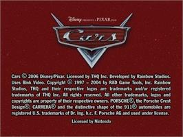 Title screen of Cars on the Nintendo GameCube.