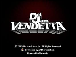 Title screen of Def Jam Vendetta on the Nintendo GameCube.