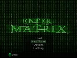 Title screen of Enter The Matrix on the Nintendo GameCube.