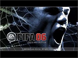Title screen of FIFA 06 on the Nintendo GameCube.