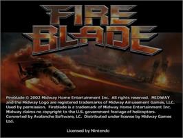 Title screen of Fireblade on the Nintendo GameCube.