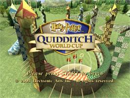 Title screen of Harry Potter: Quidditch World Cup on the Nintendo GameCube.