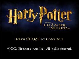 Title screen of Harry Potter and the Chamber of Secrets on the Nintendo GameCube.
