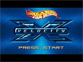 Title screen of Hot Wheels - Velocity X on the Nintendo GameCube.