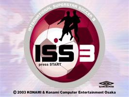 Title screen of International Superstar Soccer 3 on the Nintendo GameCube.