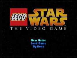 Title screen of LEGO Star Wars: The Video Game on the Nintendo GameCube.