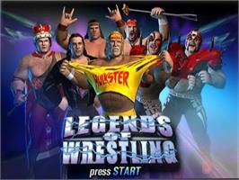 Title screen of Legends of Wrestling on the Nintendo GameCube.