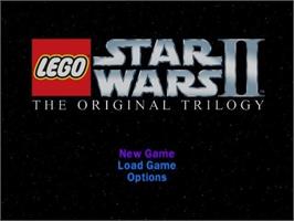 Title screen of Lego Star Wars 2 - The Original Trilogy on the Nintendo GameCube.
