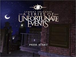 Title screen of Lemony Snicket's A Series of Unfortunate Events on the Nintendo GameCube.