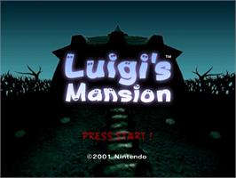 Title screen of Luigi's Mansion on the Nintendo GameCube.