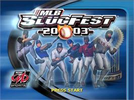 Title screen of MLB SlugFest 20-03 on the Nintendo GameCube.