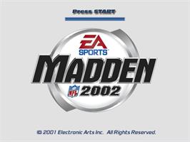 Title screen of Madden Nfl 2002 on the Nintendo GameCube.