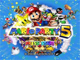 Title screen of Mario Party 5 on the Nintendo GameCube.