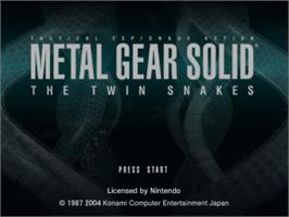 Title screen of Metal Gear Solid: The Twin Snakes on the Nintendo GameCube.