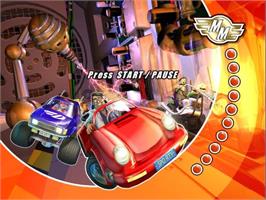 Title screen of Micro Machines on the Nintendo GameCube.