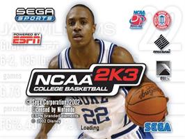 Title screen of NCAA College Basketball 2K3 on the Nintendo GameCube.