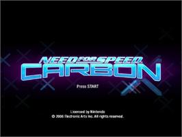 Title screen of Need for Speed: Carbon on the Nintendo GameCube.