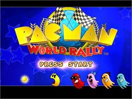 Title screen of Pac-Man World Rally on the Nintendo GameCube.