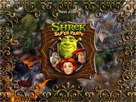 Title screen of Shrek Super Party on the Nintendo GameCube.