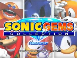 Title screen of Sonic Gems Collection on the Nintendo GameCube.