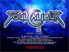 Title screen of SoulCalibur 2 on the Nintendo GameCube.