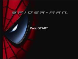 Title screen of Spider-man on the Nintendo GameCube.