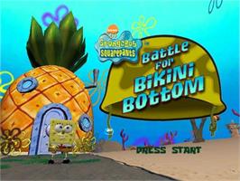 Title screen of Spongebob Squarepants - Battle For Bikini Bottom on the Nintendo GameCube.