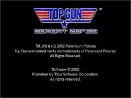 Title screen of Top Gun: Combat Zones on the Nintendo GameCube.