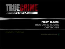 Title screen of True Crime: Streets of LA on the Nintendo GameCube.