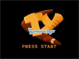 Title screen of Ty the Tasmanian Tiger on the Nintendo GameCube.